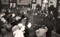 أول إجتماع لمؤتمر العالم الإسلامي - كراتشي - 1951م ويظهر في الخلف الإمام السباعي والأستاذ المبارك والفقيه الزرقا.jpg